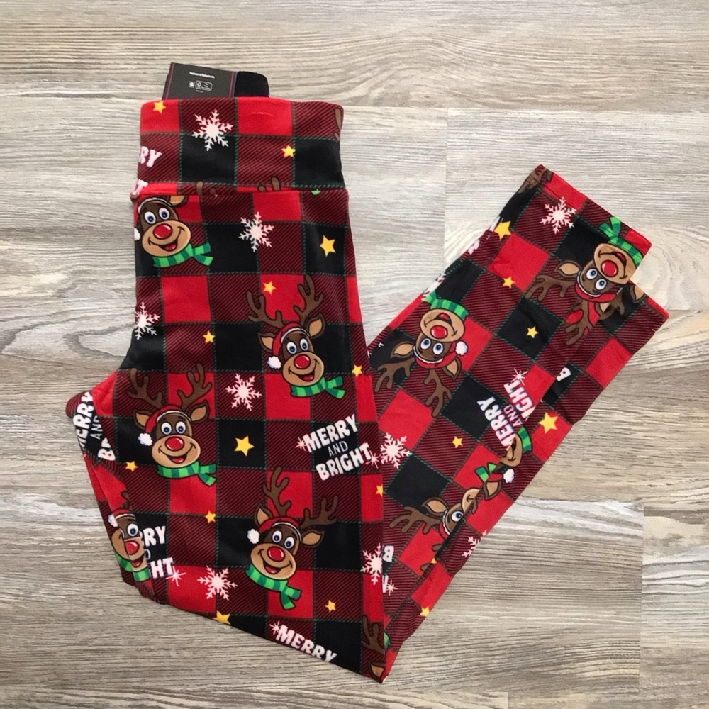 No Boundaries High Waist Legging Velour Christmas Rudolph Plaid XXXL 21 NWT
